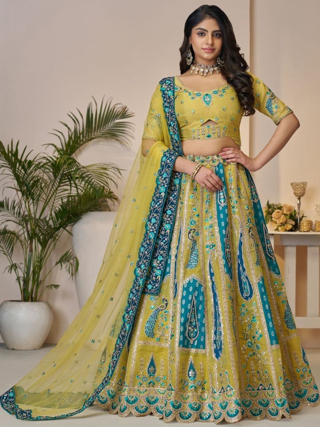 KESAR FAB Embellished Sequinned Semi-Stitched Lehenga & Blouse With Dupatta - view 1
