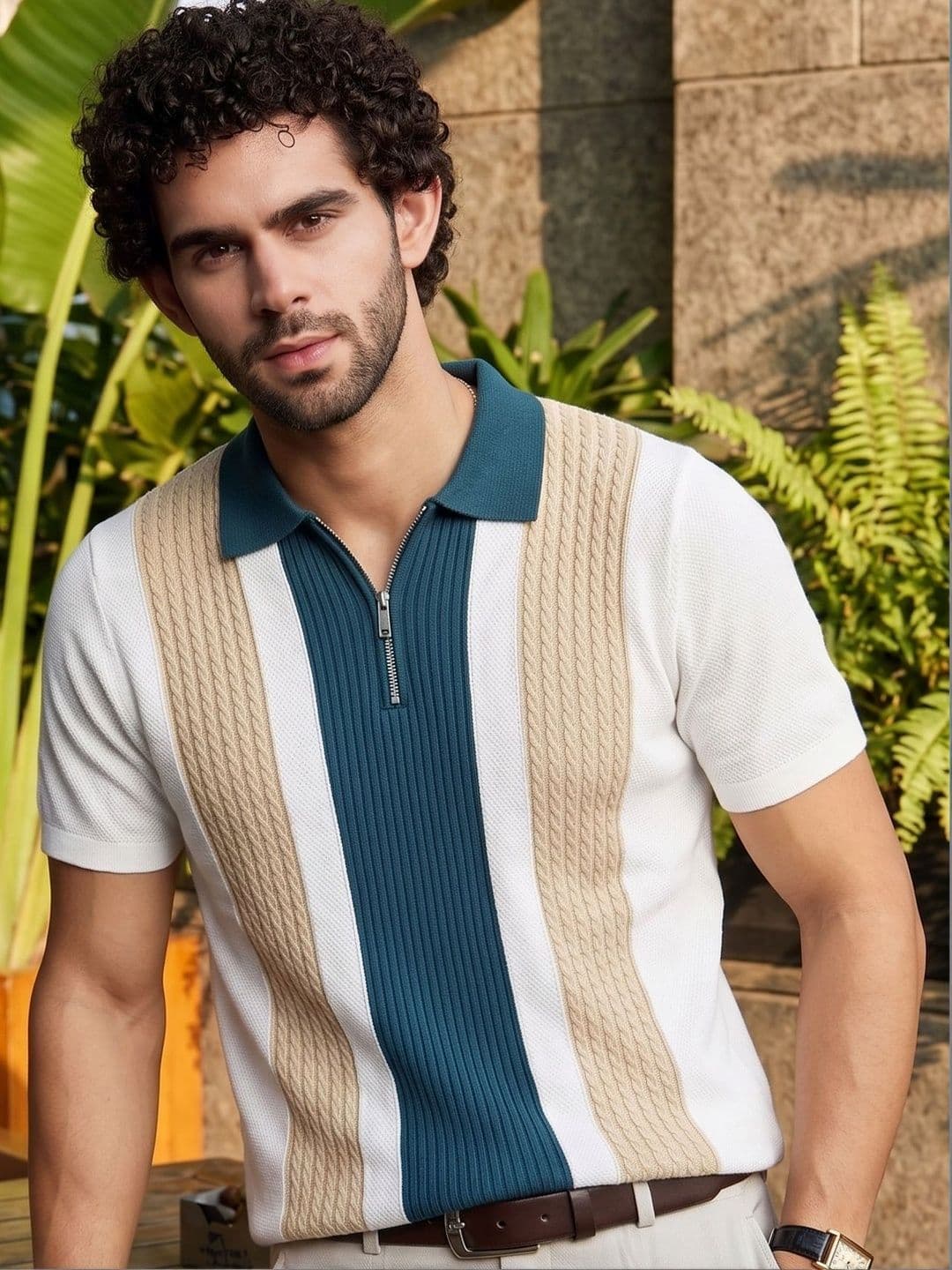 AUSK Men Colourblocked Polo Collar T-shirt - view 1