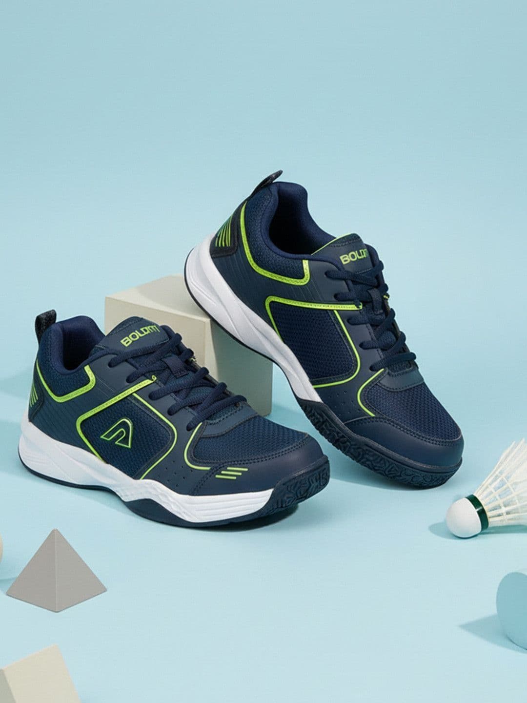 BOLDFIT Men Black Neon Green Smashpro Badmintion Shoes - view 1
