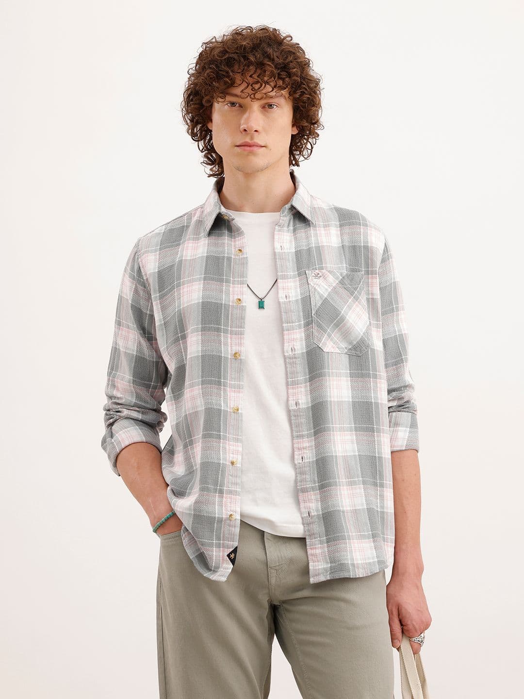 WROGN Slim Fit Checked Pure Cotton Casual Shirt - view 1