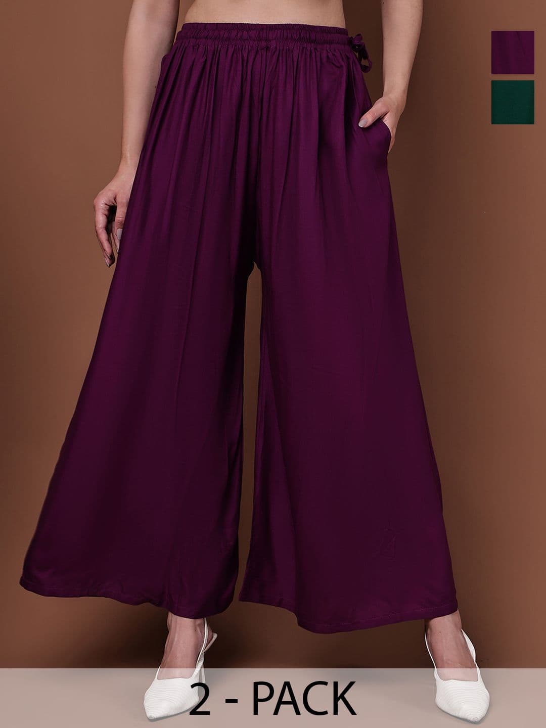KALINI Women Pack Of 2 Flared Ethnic Palazzos - view 1