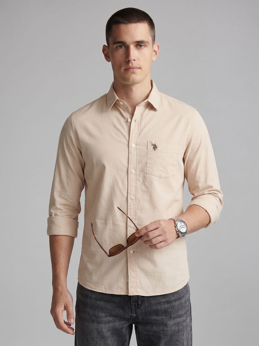 U.S. Polo Assn. Tailored Fit Pure Cotton Casual Shirt - view 1