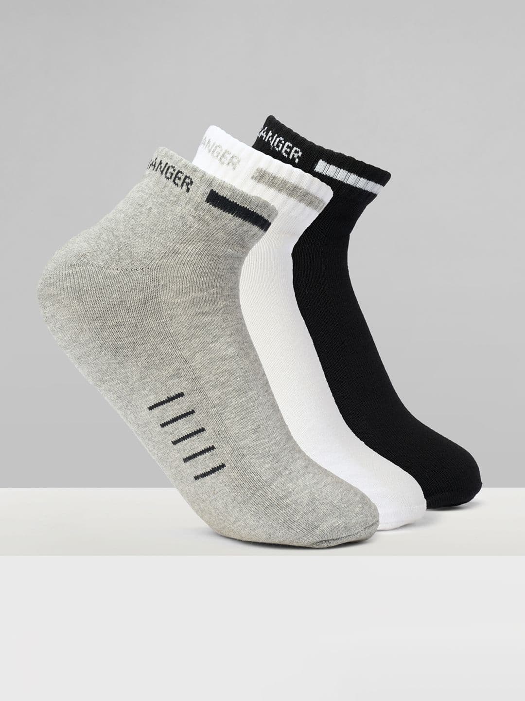 Urban Ranger by pantaloons Men Pack of 3 Cotton Blend Assorted Striped Ankle Length Socks - view 1