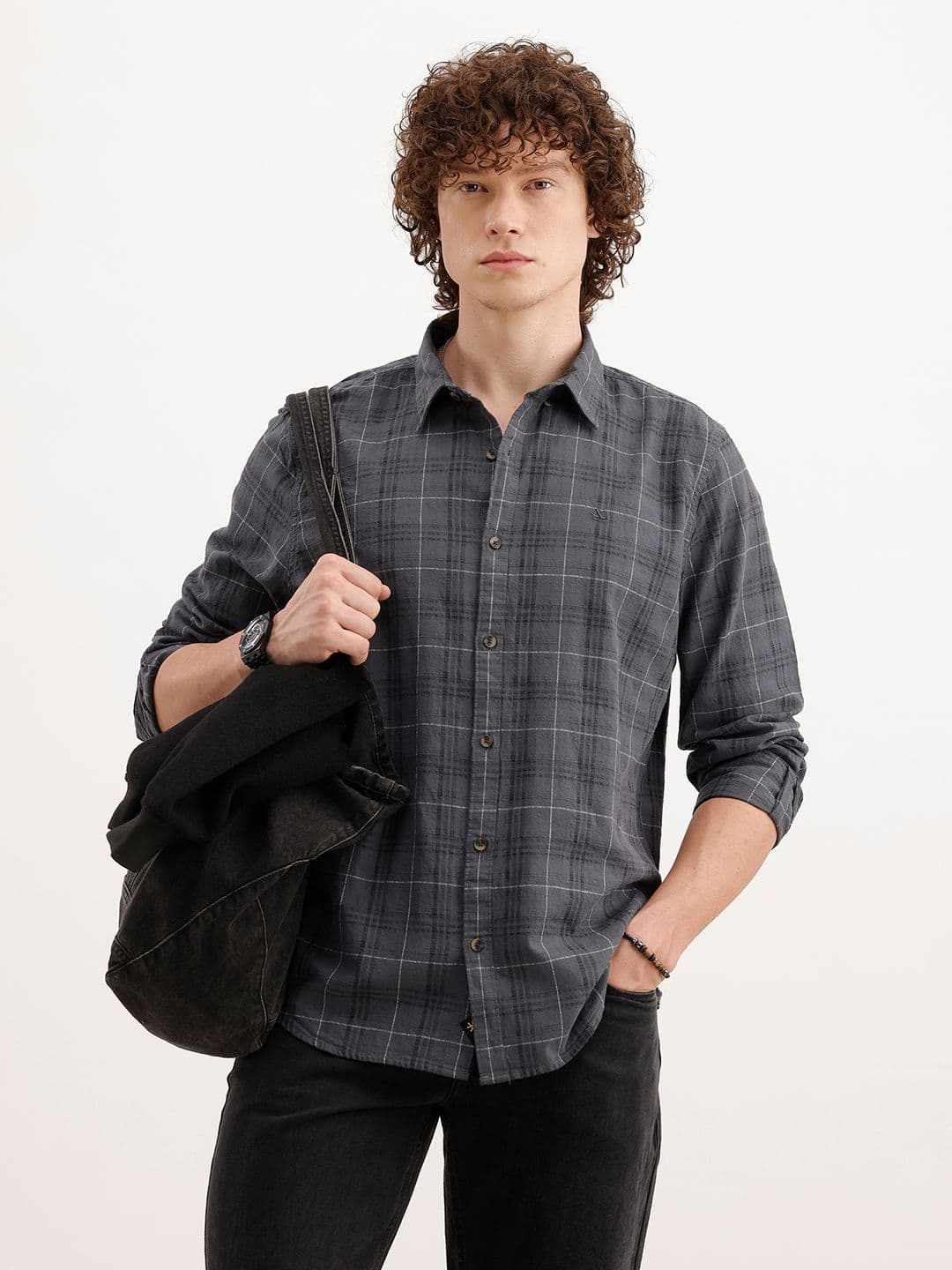 WROGN Slim Fit Tartan Checked Cotton Casual Shirt - view 1