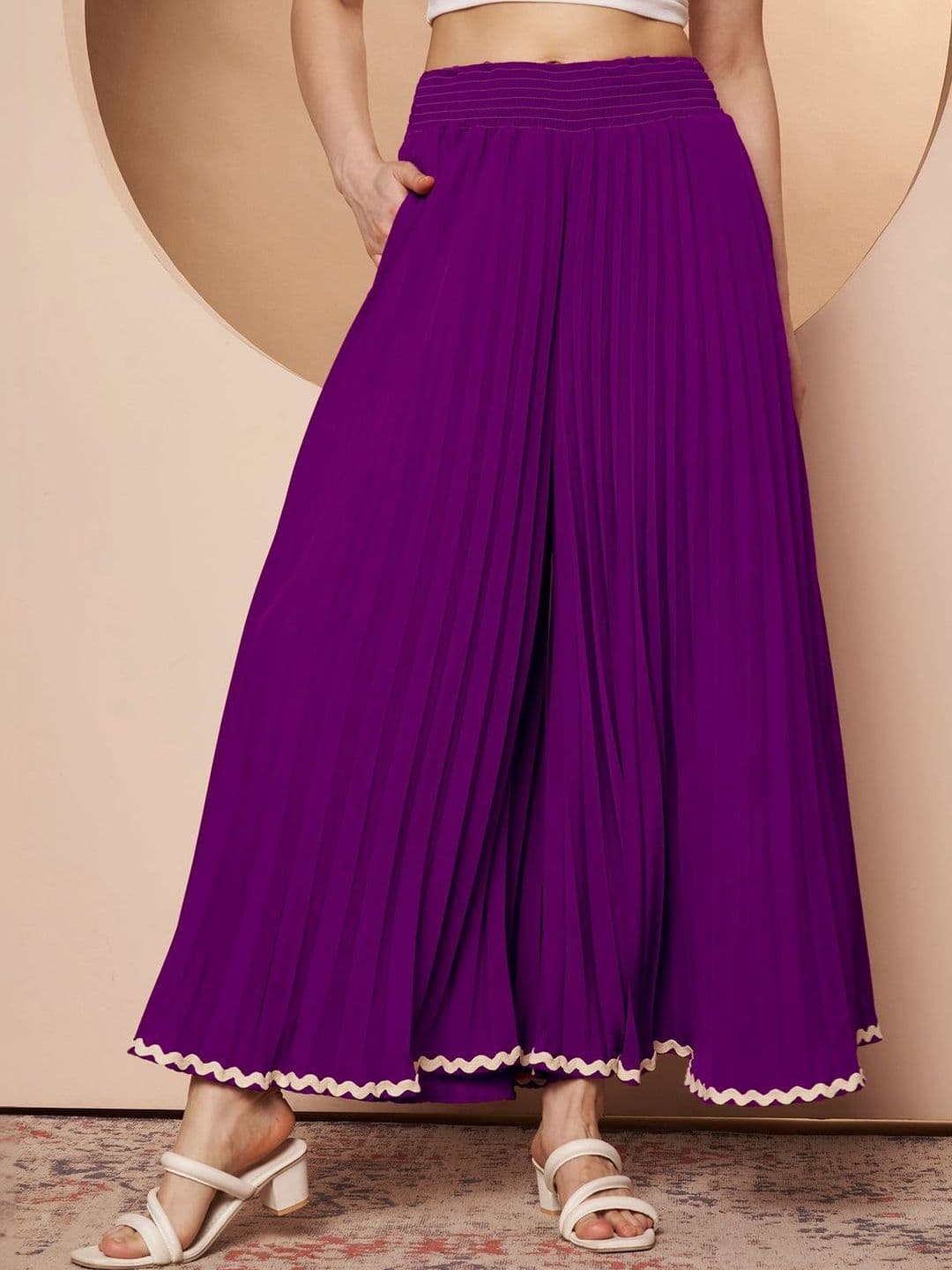 OTABU Women Accordion Pleated Maxi Divided Skirt - view 1
