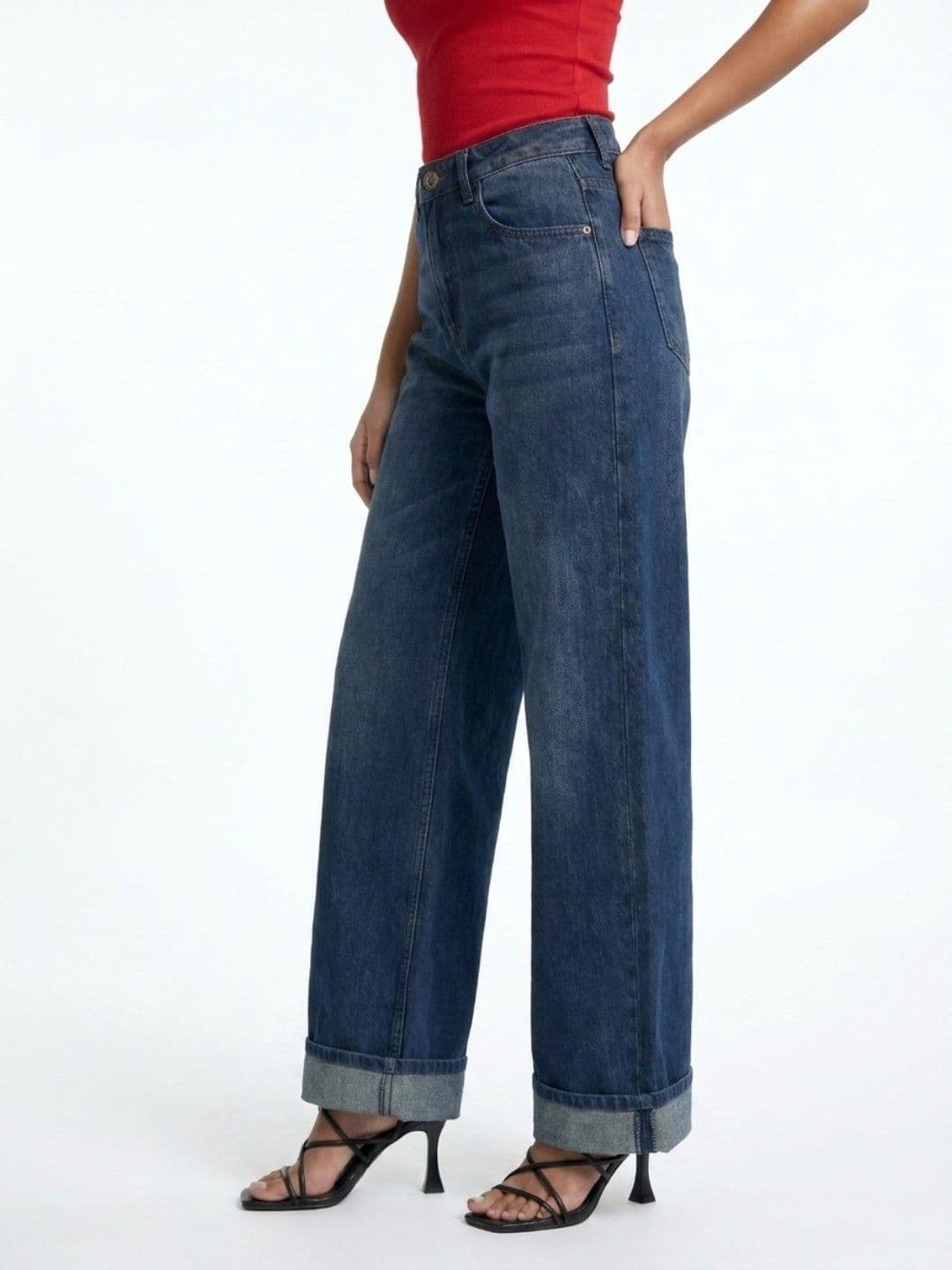 glitchez Women Wide Leg Mid-Rise Light Fade Jeans - view 1