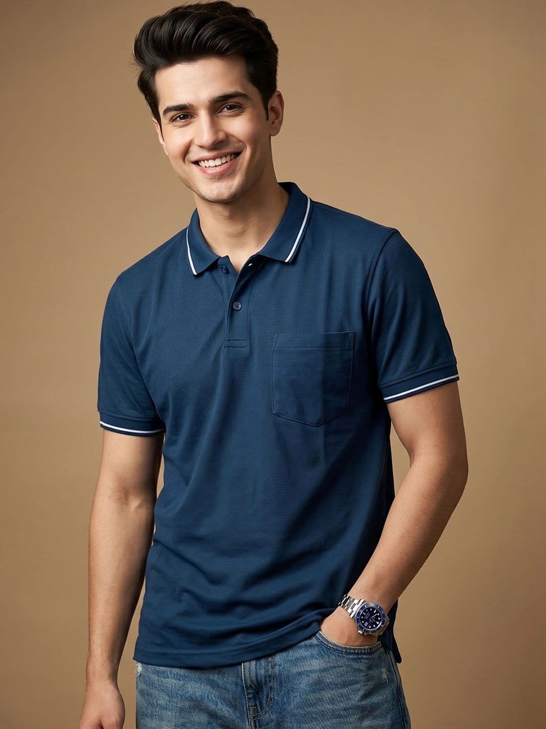 XFOX Men Polo Collar Pockets T-shirt - view 1