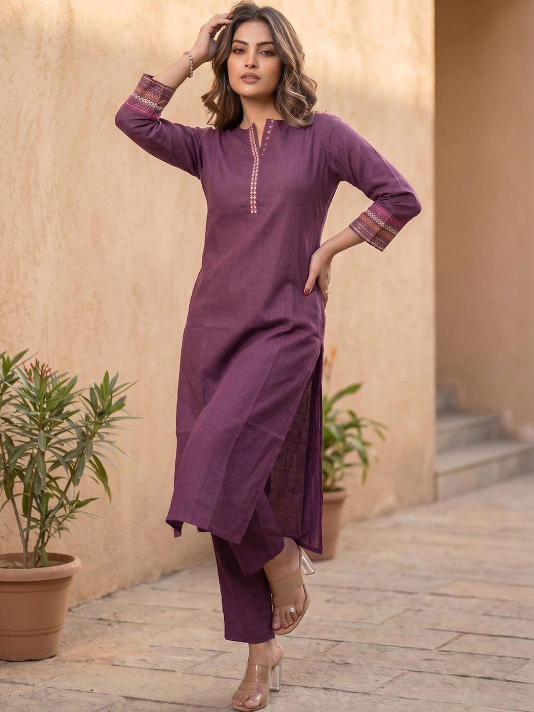 AADVIKA Women Regular Mirror Work Kurta with Trousers - view 1
