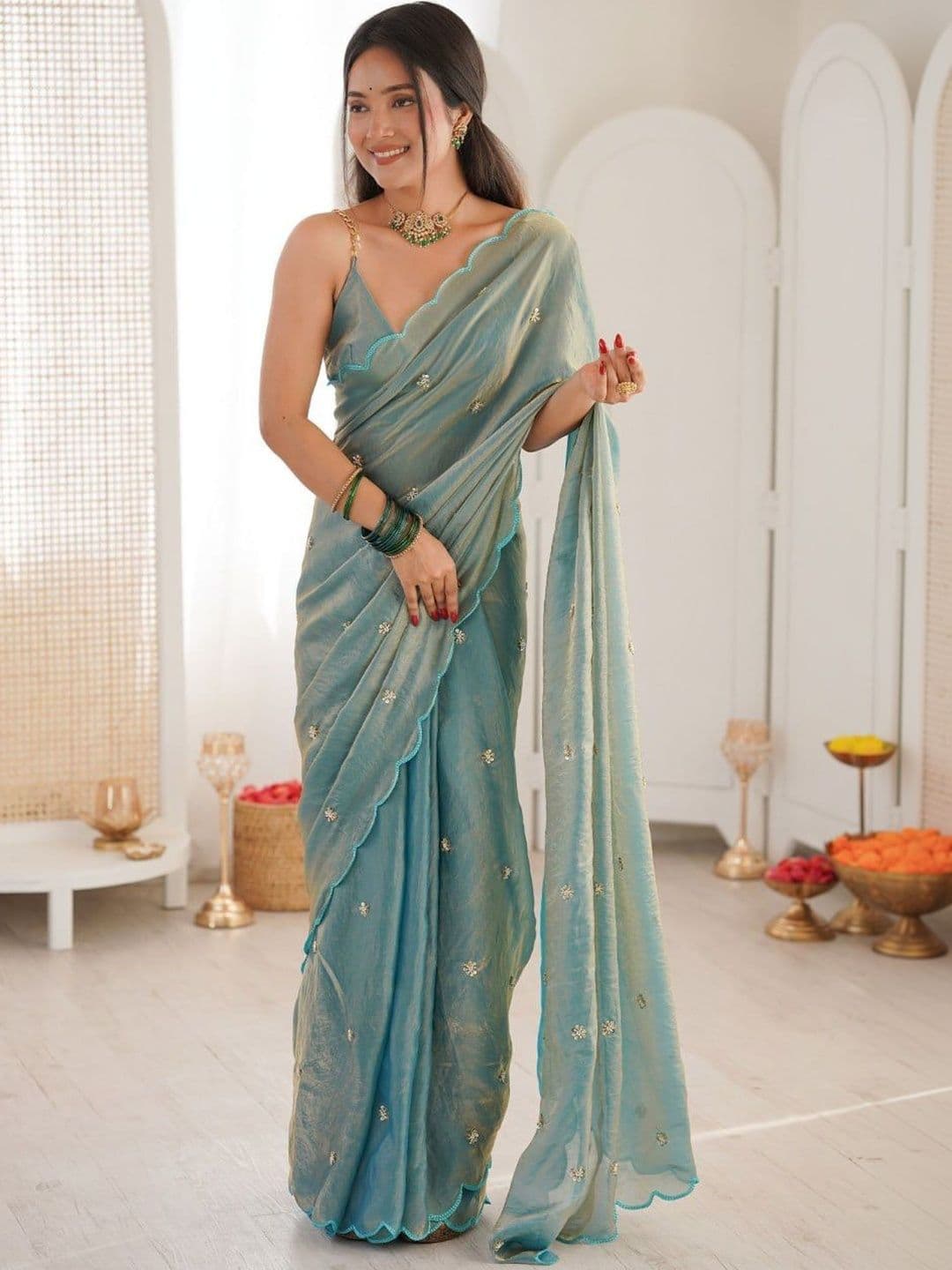 Koodii Designers Embellished Embroidered Art Silk Saree - view 1