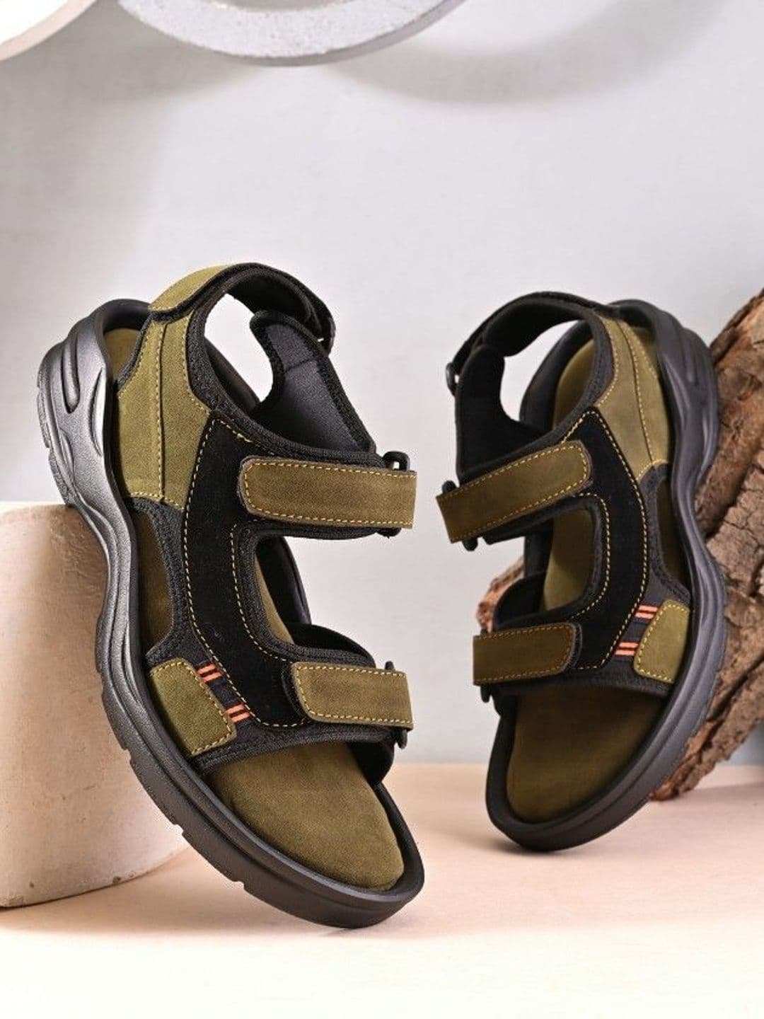 The Roadster Lifestyle Co. Men Olive Casual Cushioned Footbed Lightweight Outdoor Sandals - view 1