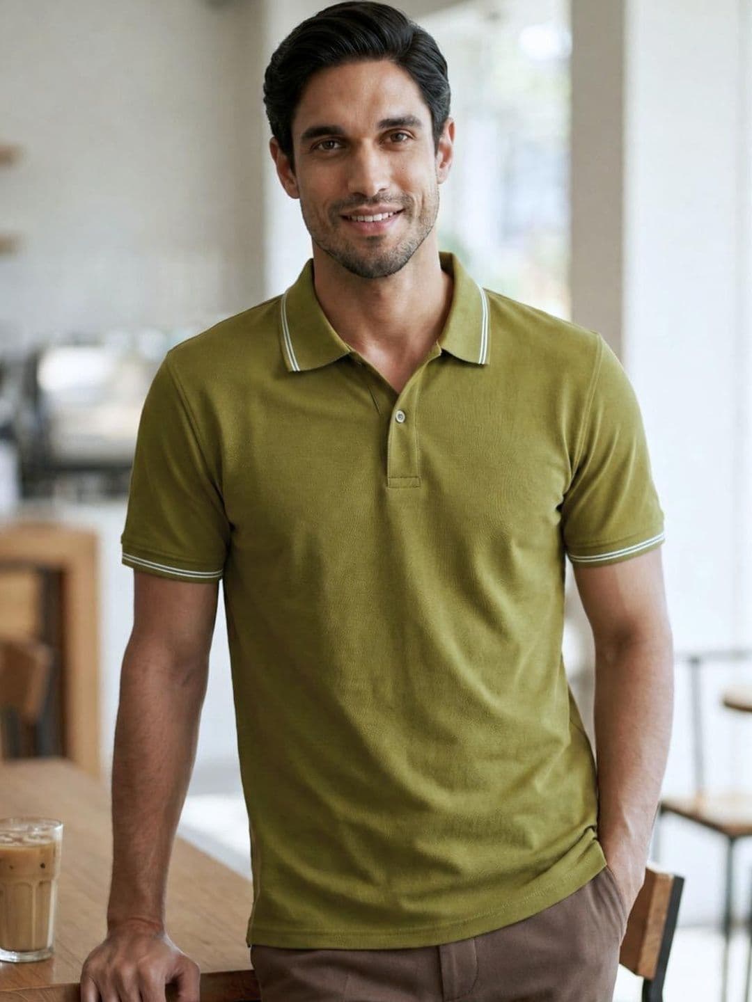 Dennis Lingo Regular Fit Water And Stain Repellent Solid Polo T-Shirt With Tipping - view 1