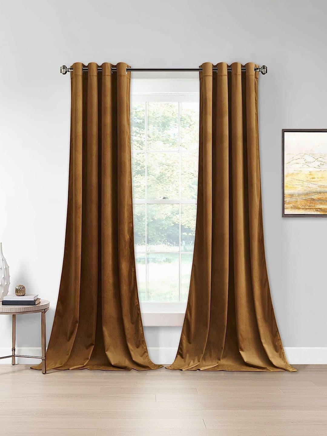 KNOTTING HOME Brown Room Darkening Long Door Curtain - view 1