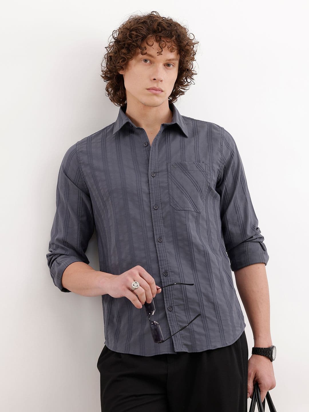 WROGN Vertical Striped Slim Fit Casual Shirt - view 1