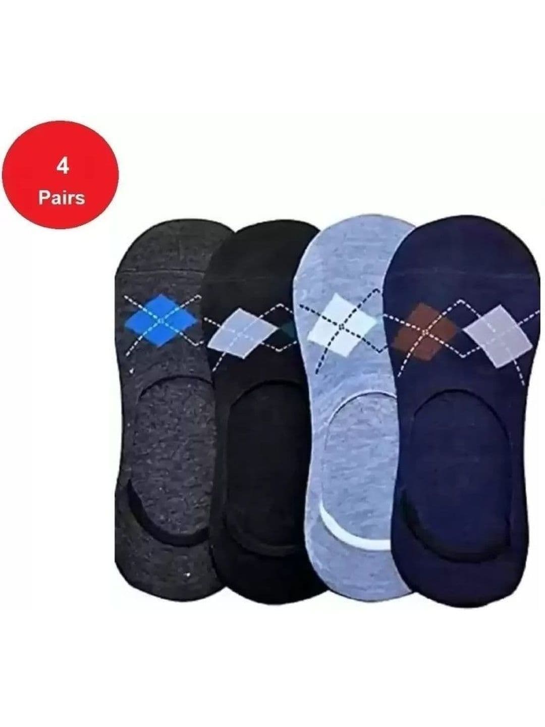 Faton Men Pack of 4 Cotton Patterned Shoe Liners Socks - view 1