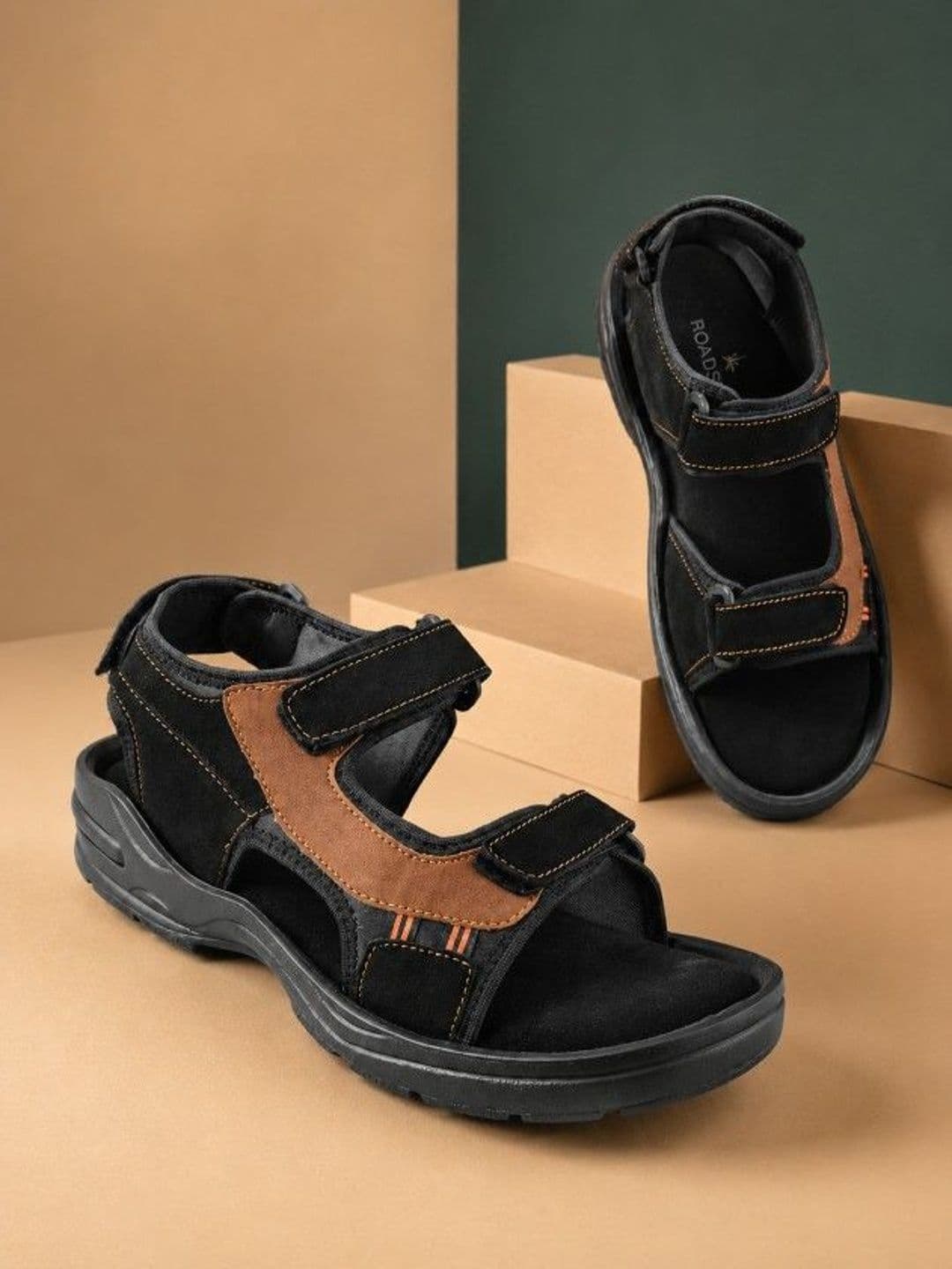 The Roadster Lifestyle Co. Men Black Casual Cushioned Footbed Lightweight Outdoor Sandals - view 1