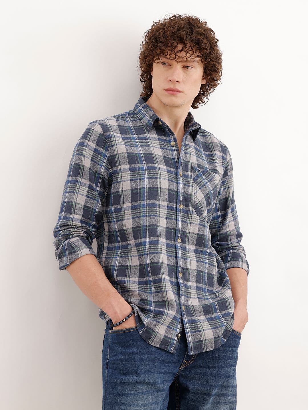 WROGN Tartan Checked Pure Cotton Casual Shirt - view 1