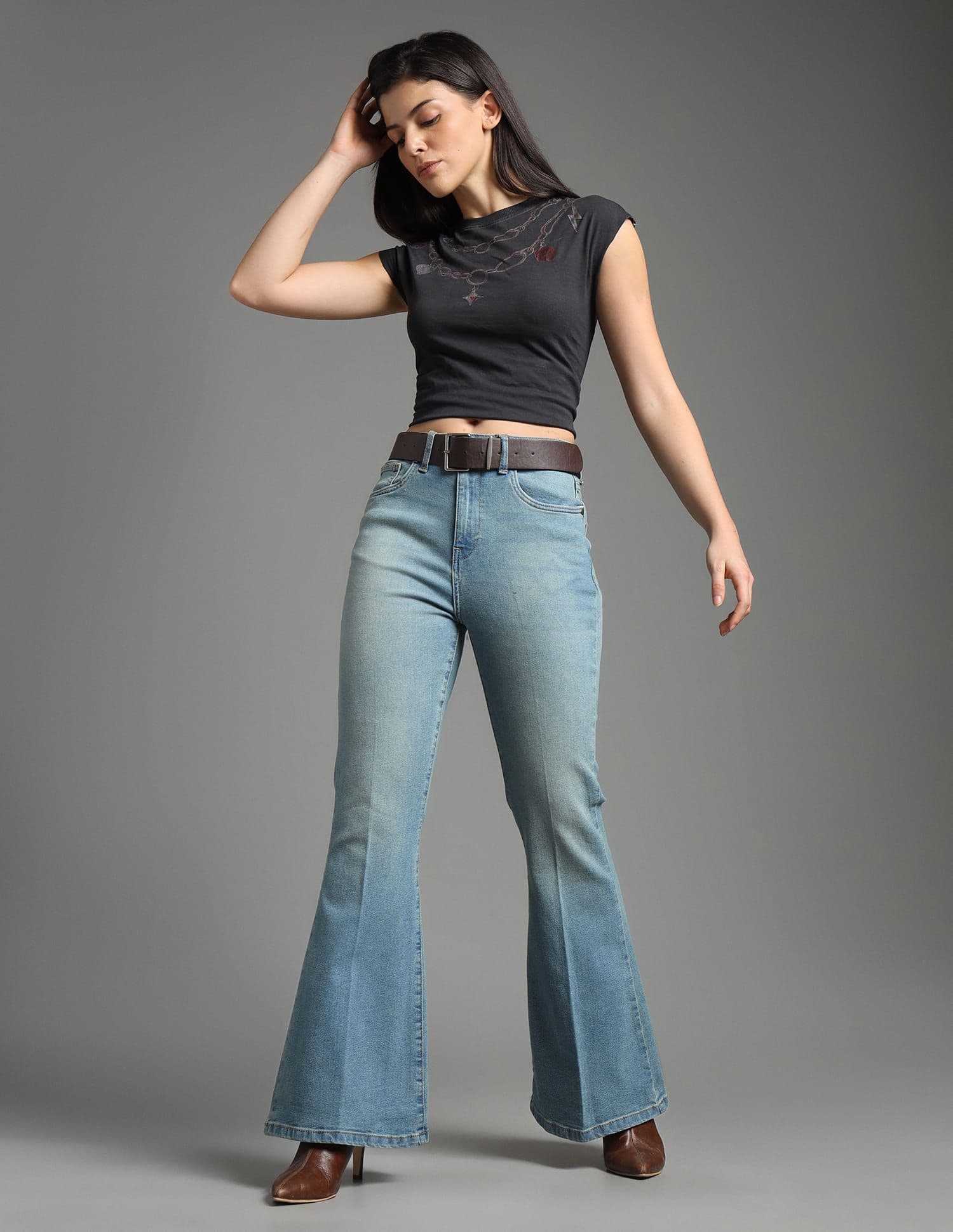 Flying Machine K-Street X Extreme Women Flared High-Rise Light Fade Stretchable Jeans - view 1