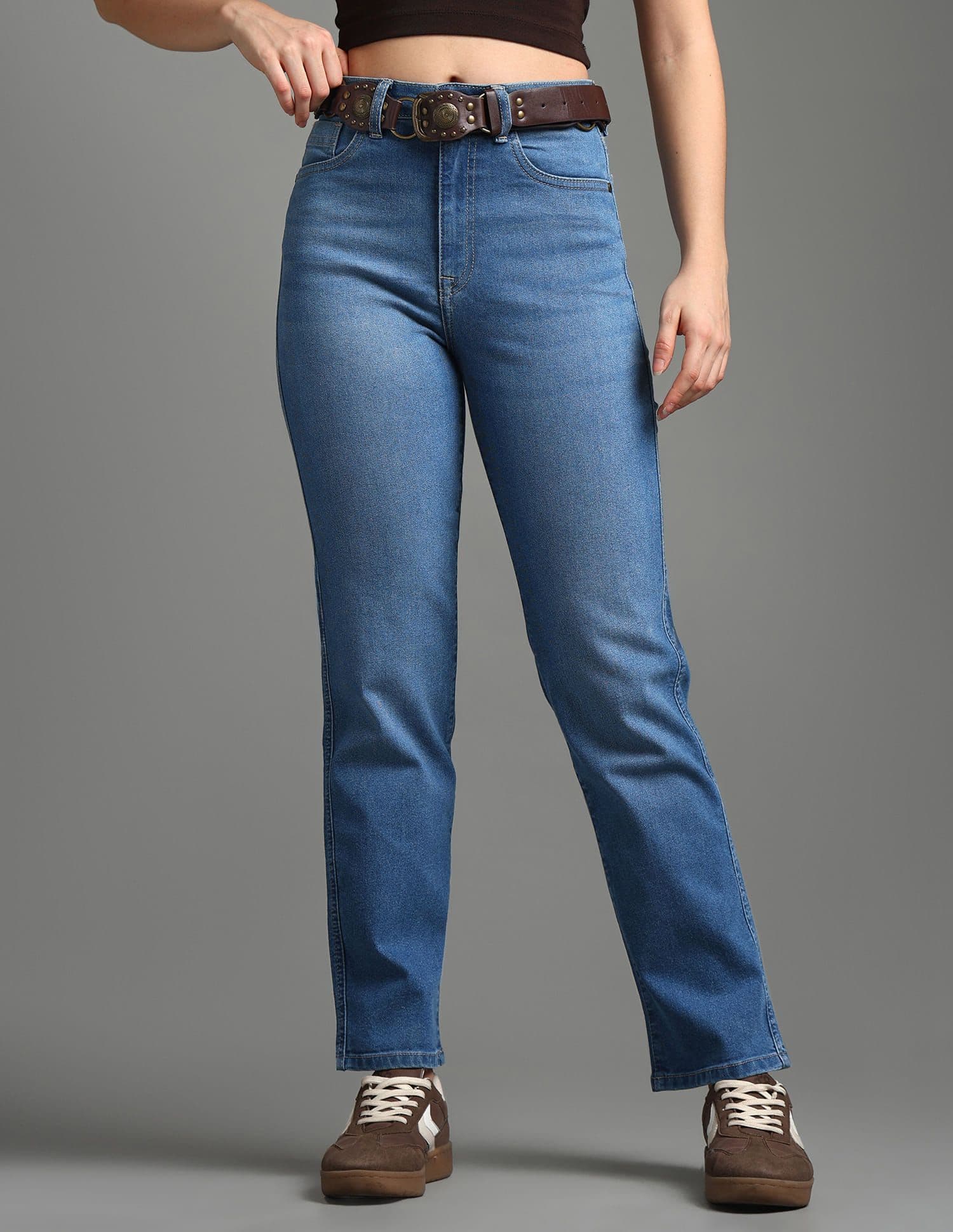 Flying Machine Women Straight Fit High-Rise Light Fade Stretchable Jeans - view 1