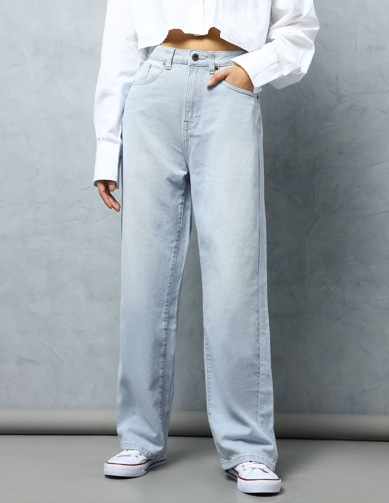 Flying Machine Women Wide Leg High-Rise Light Fade Cotton Jeans - view 1