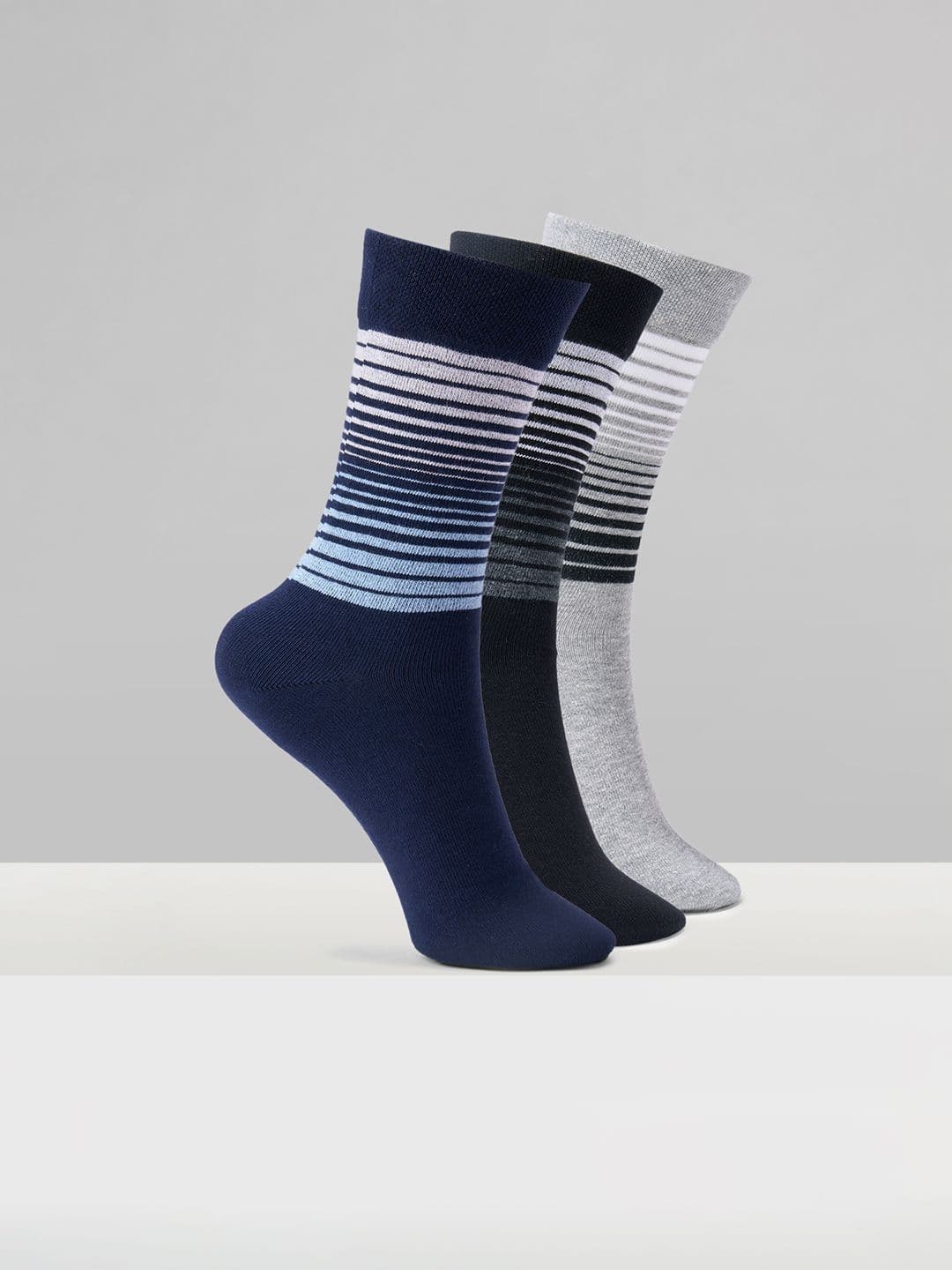 Urban Ranger by pantaloons Men Pack of 3 Cotton Blend Assorted Striped Above Ankle Socks - view 1