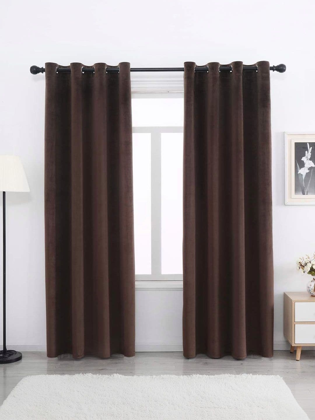 KNOTTING HOME Coffee Brown Room Darkening Door Curtain - view 1