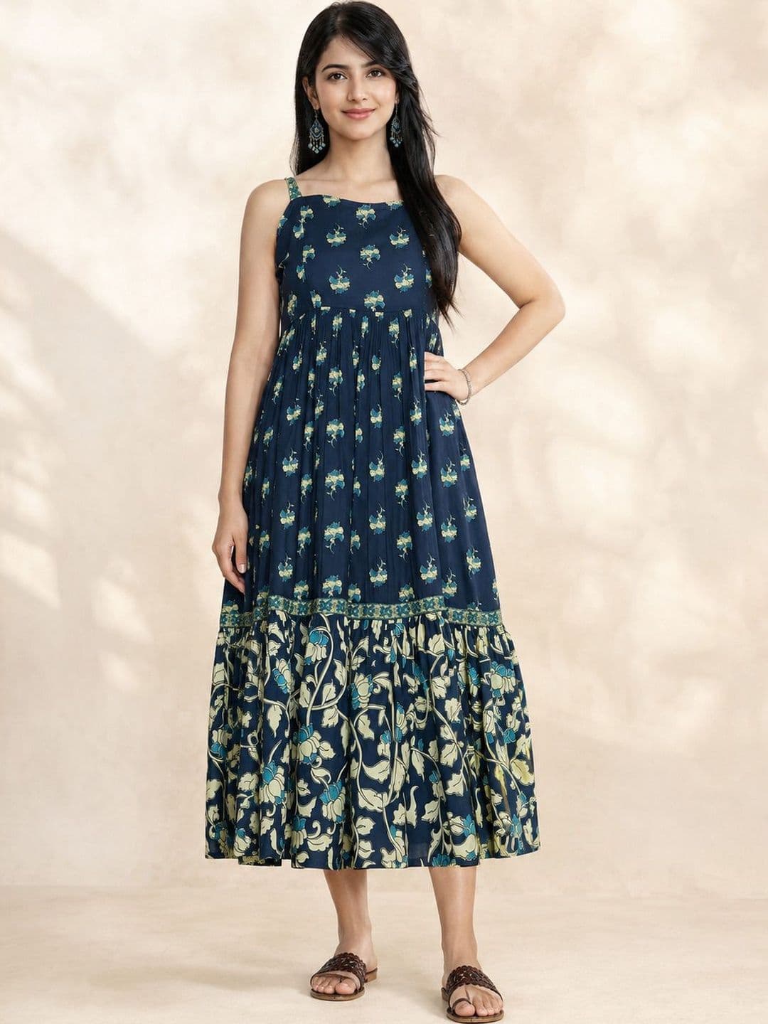 GULMEHAK Floral Print Fit & Flare Midi Dress - view 1