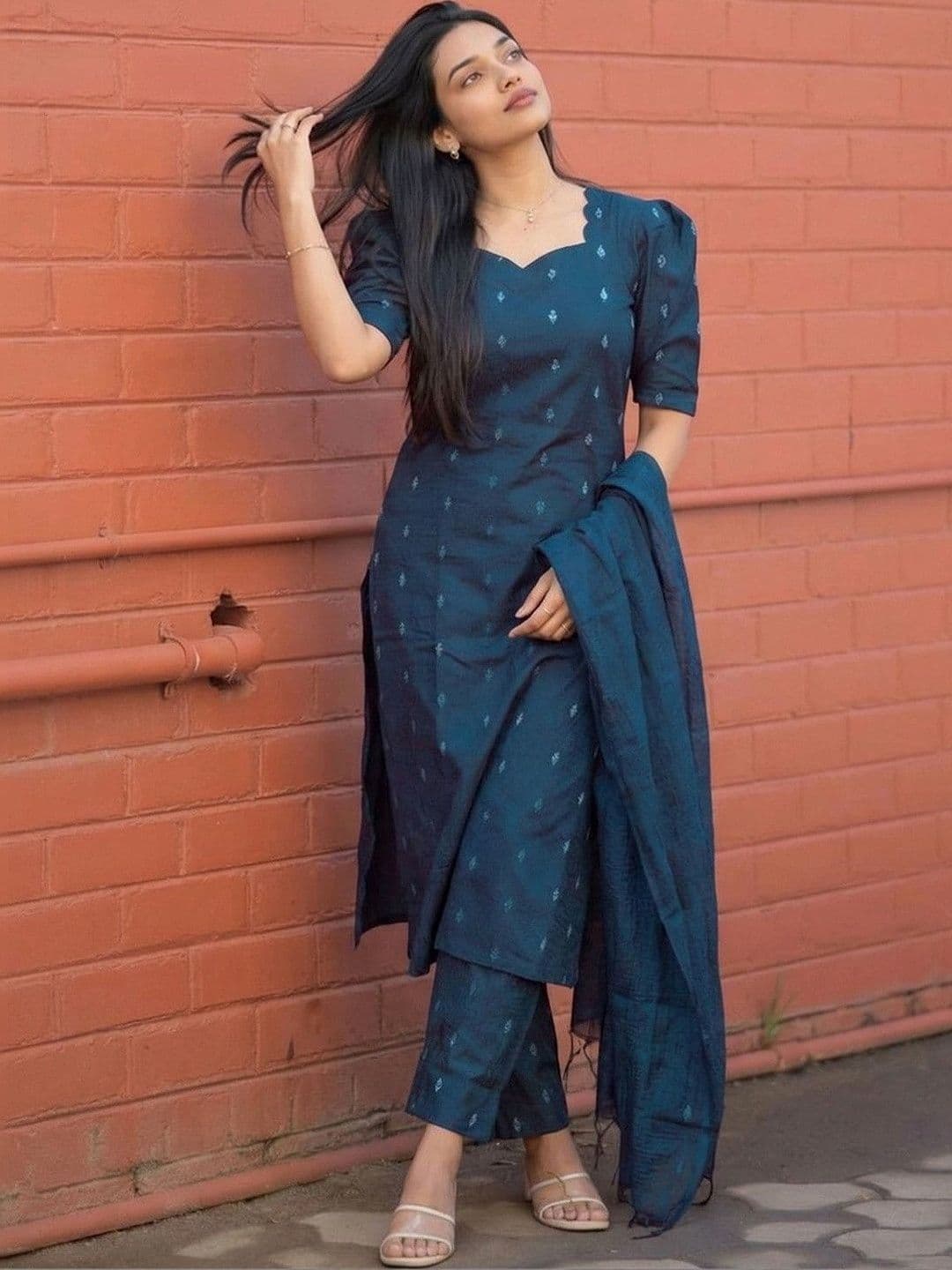 GoSriKi Women Printed Regular Kurta with Trousers & With Dupatta - view 1