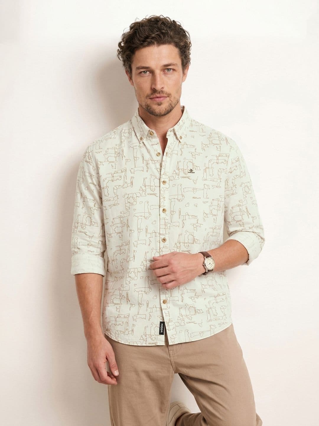 WROGN Comfort Fit Abstract Printed Pure Cotton Casual Shirt - view 1
