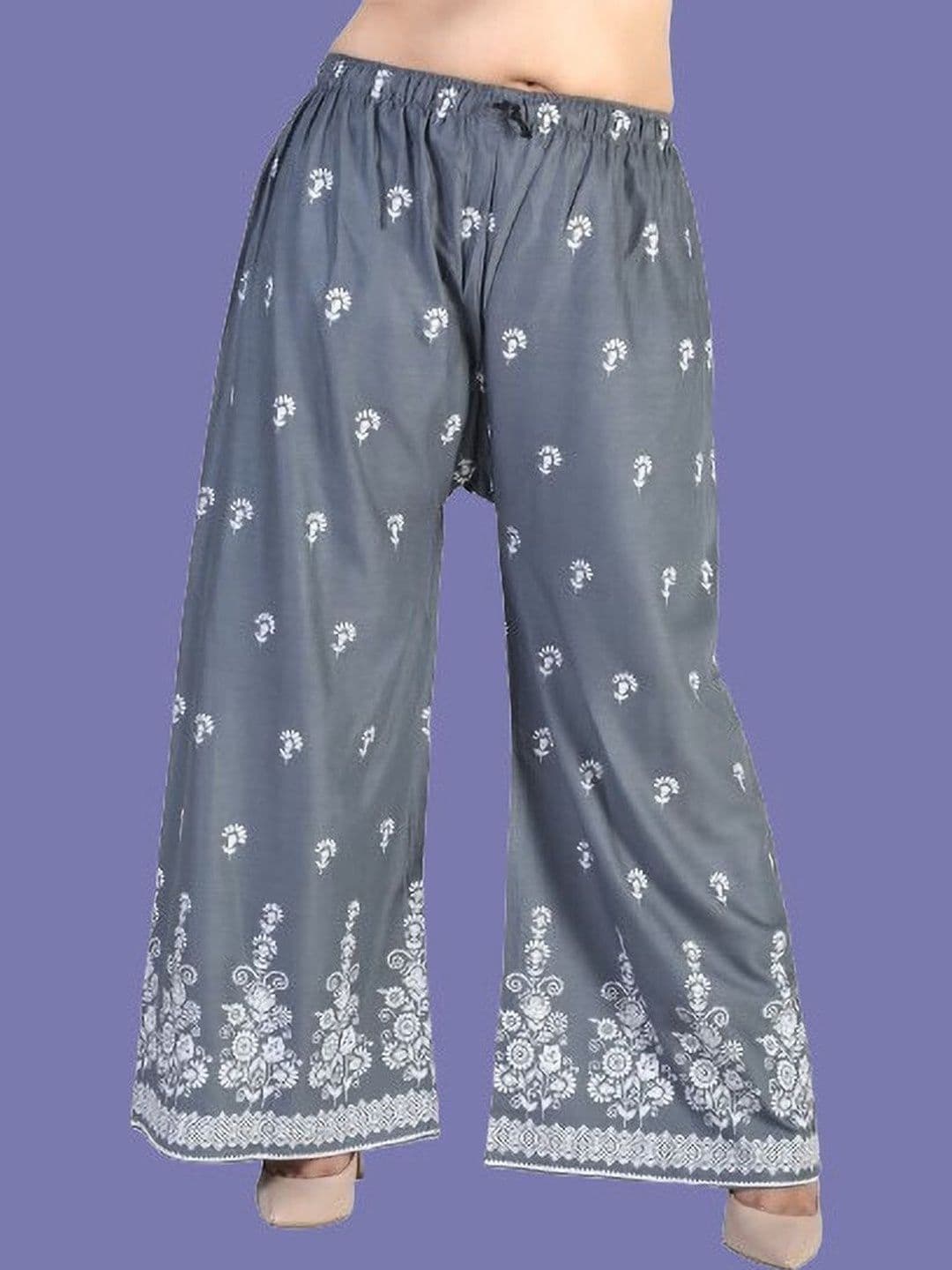 BINISH Women Floral Printed Chambray Ethnic Palazzos - view 1