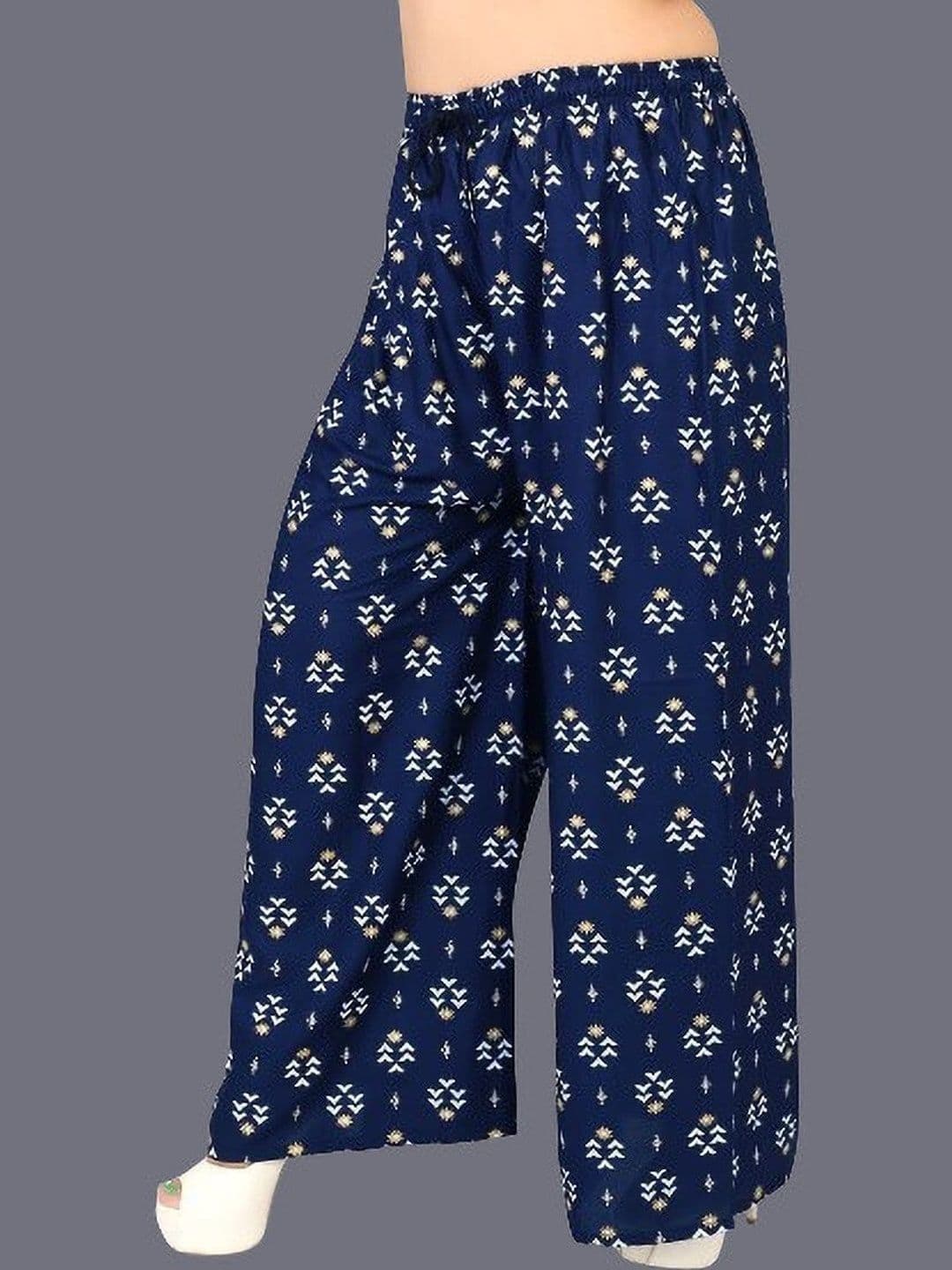 BINISH Women Ethnic Motifs Printed Flared Chambray Ethnic Palazzos - view 1