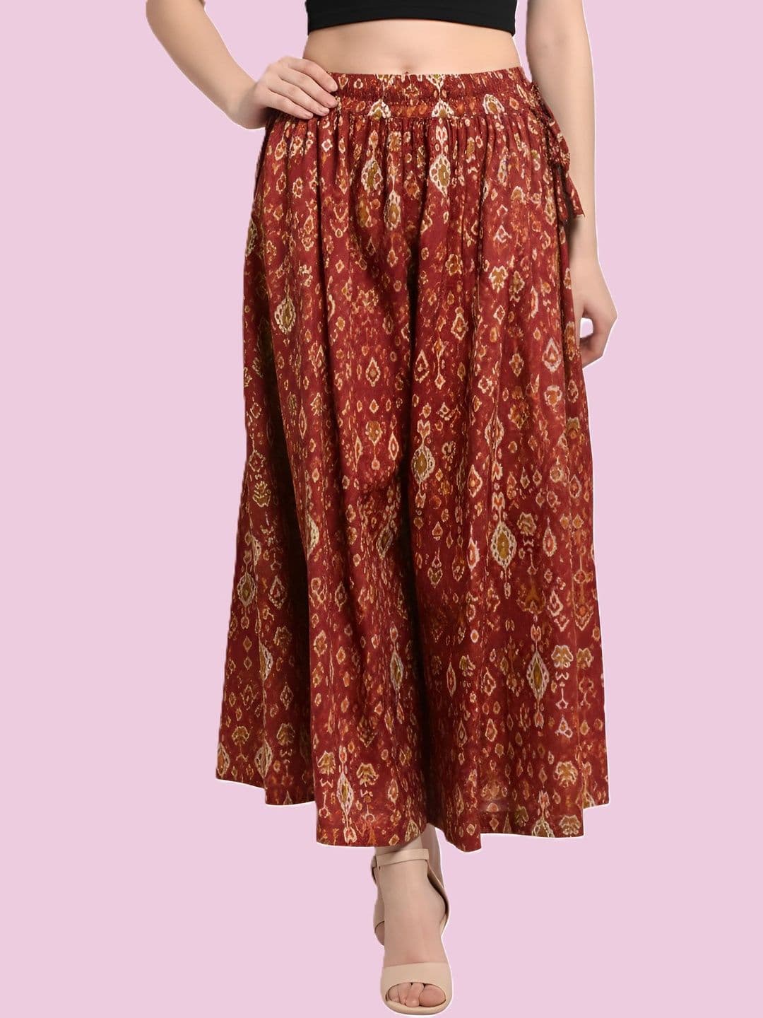 Moirai Women Ethnic Motifs Printed Knitted Ethnic Palazzos - view 1