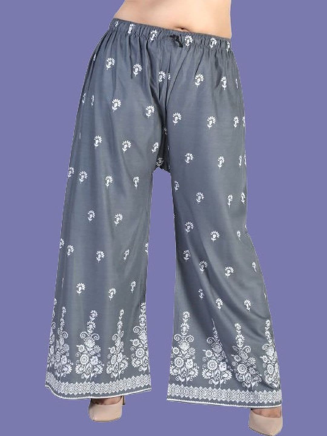 BINISH Women Floral Printed Chambray Ethnic Palazzos - view 1