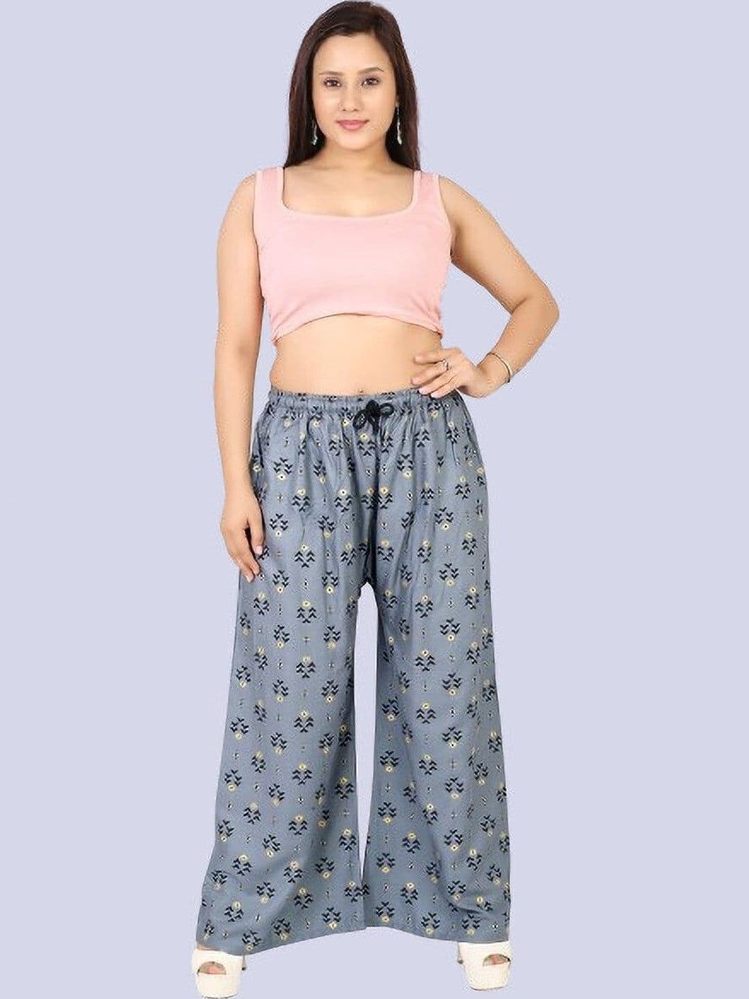 BINISH Women Ethnic Motifs Printed Chambray Ethnic Palazzos - view 1