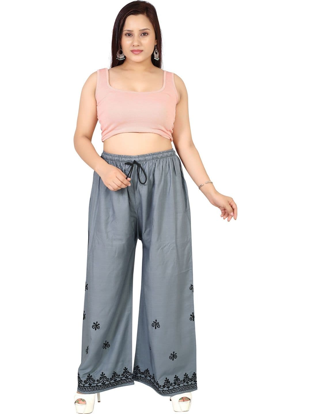 BINISH Women Ethnic Motifs Embroidered Chambray Ethnic Palazzos - view 1
