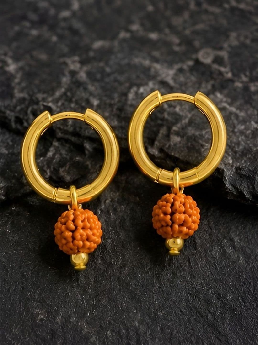 VS Unique Collection Unisex Gold-Plated Stainless Steel Circular Hoop Earrings - view 1