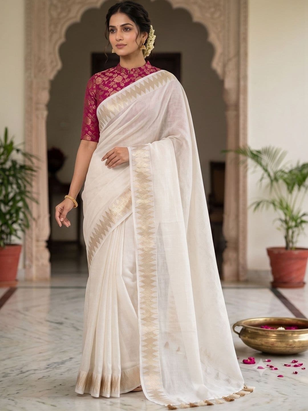 STAVA CREATION Jute Cotton Kota Saree - view 1