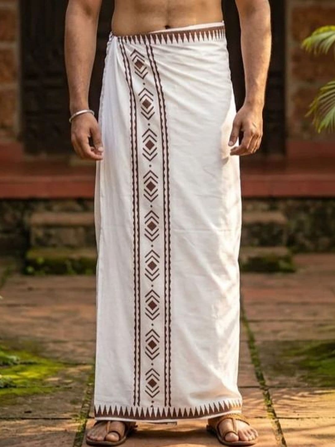CRYSTAL HEAL Men Printed Cotton Blend Dhoti Dhotis - view 1