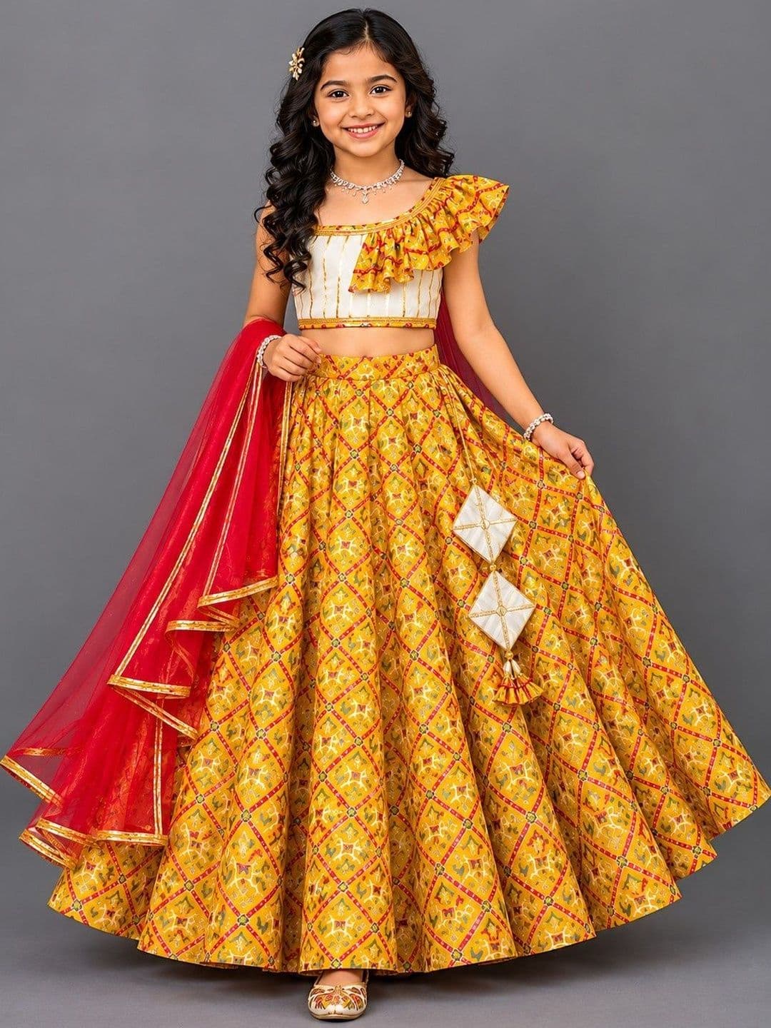 The Little Tales Girls Printed Ready to Wear Lehenga & Blouse With Dupatta - view 1