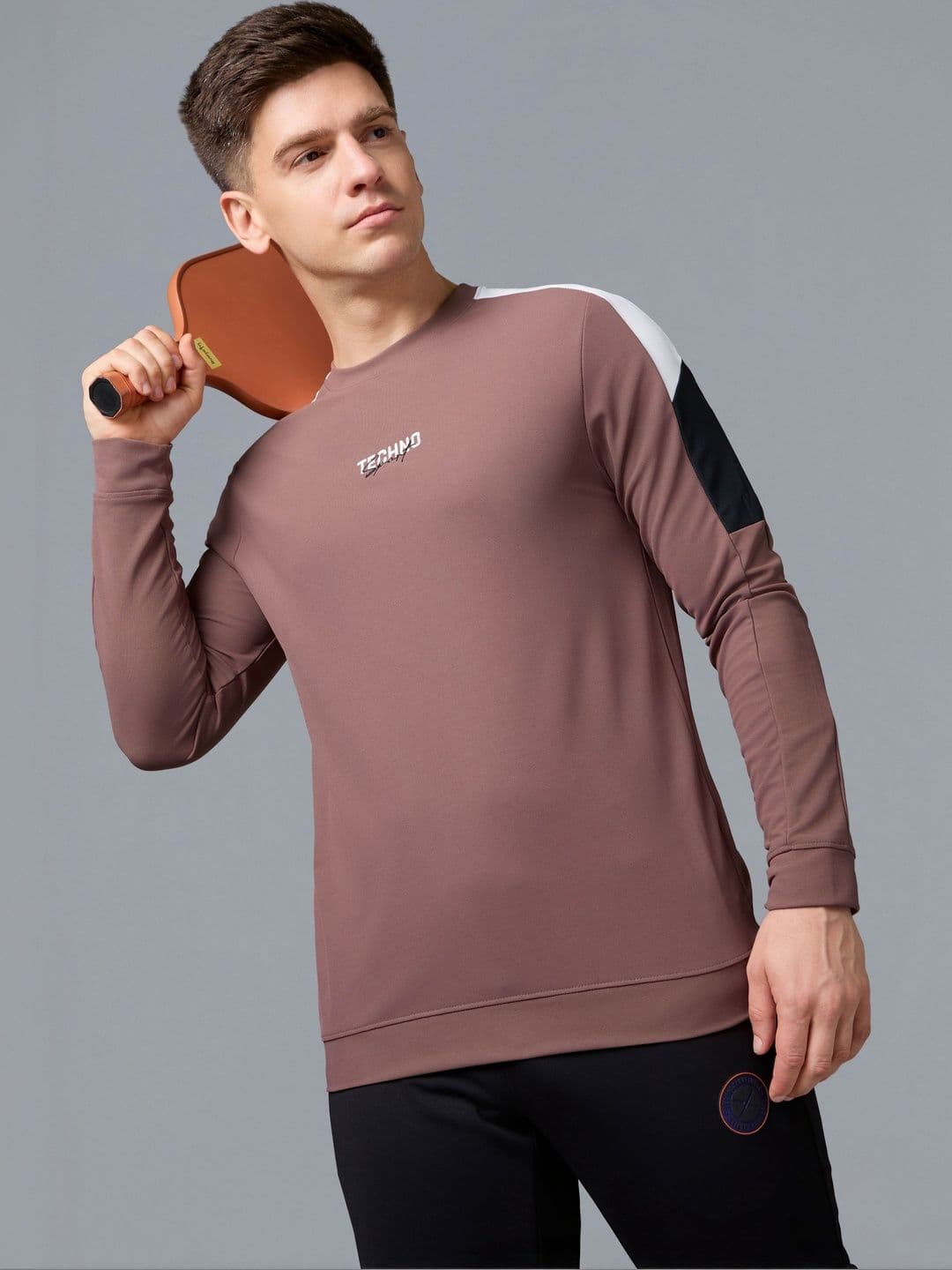 Technosport Men Brand Logo Colourblocked Slim Fit T-shirt - view 1
