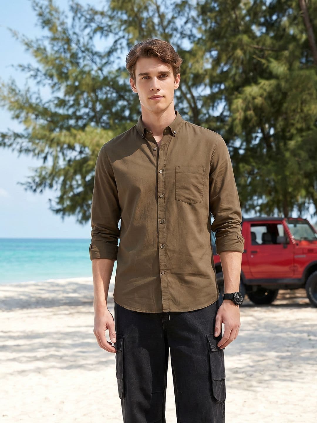 Mast & Harbour Spread Collar Pure Cotton Casual Shirt - view 1