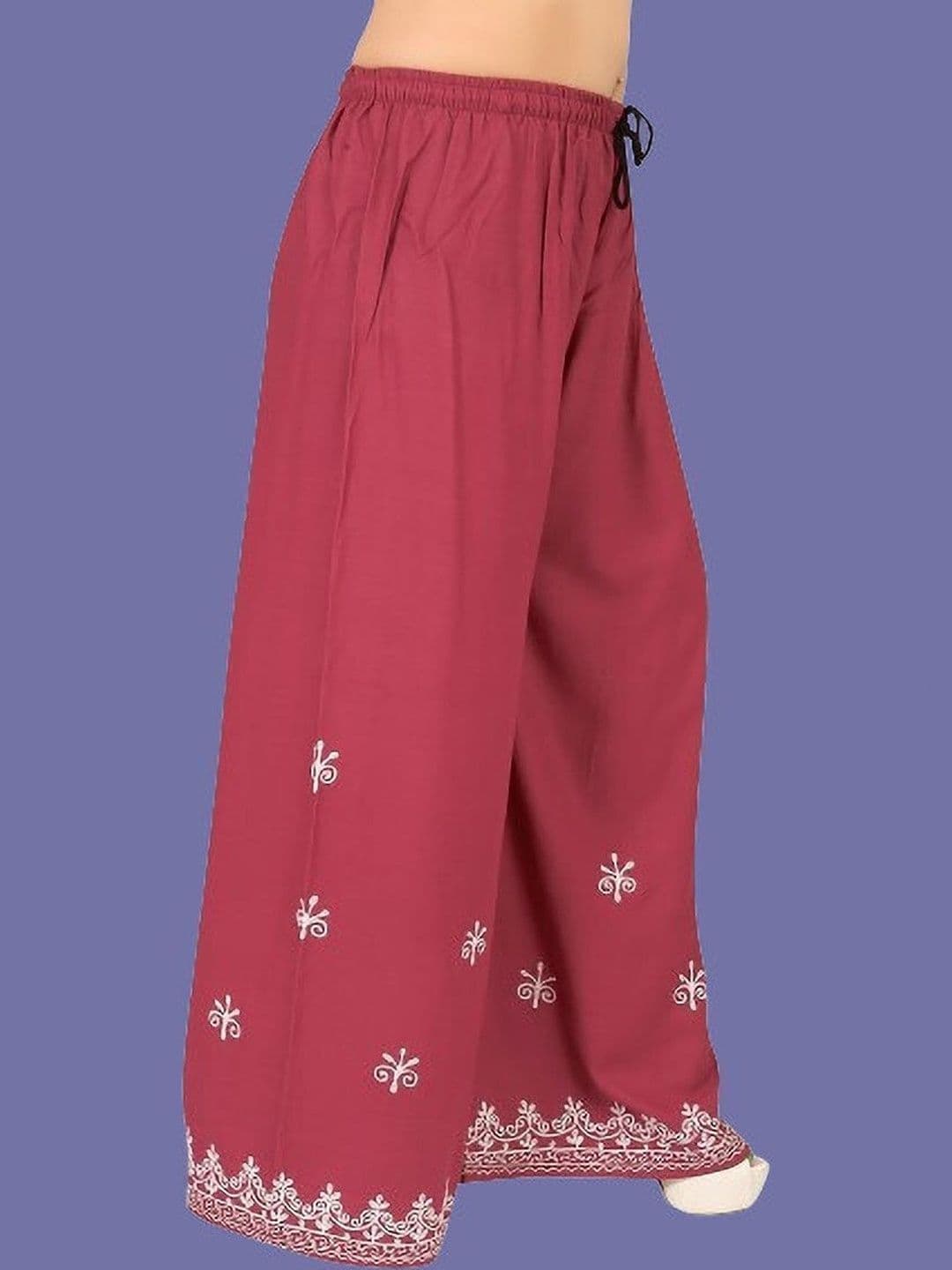 BINISH Women Ethnic Motifs Embroidered Chambray Ethnic Palazzos - view 1