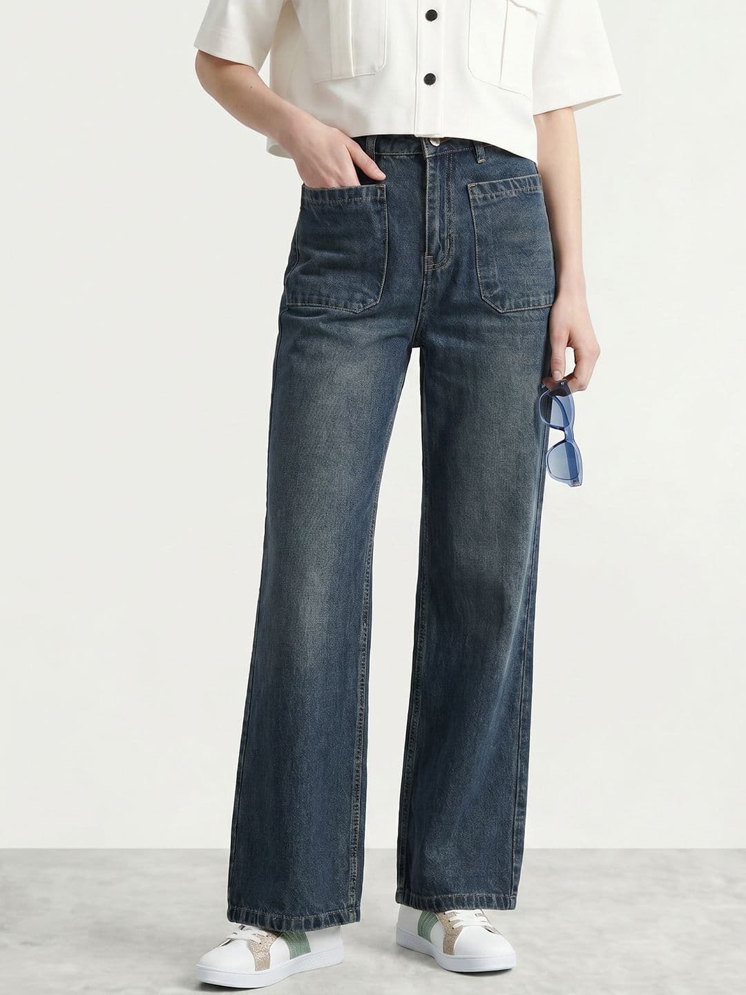 Mast & Harbour Women Wide Leg Pure Cotton Jeans - view 1