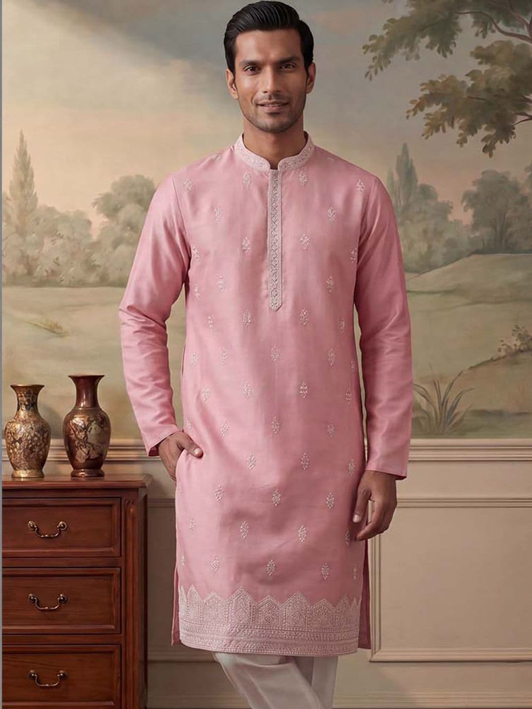Ethnic Bay Men Embroidered Thread Work Kurta - view 1
