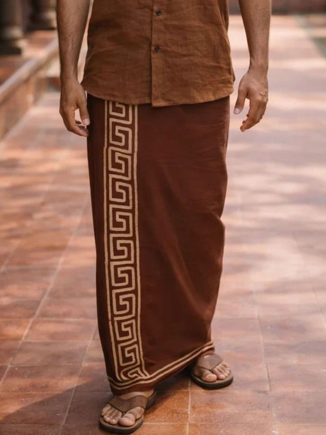 CRYSTAL HEAL Men Printed Cotton Blend Dhoti Dhotis - view 1