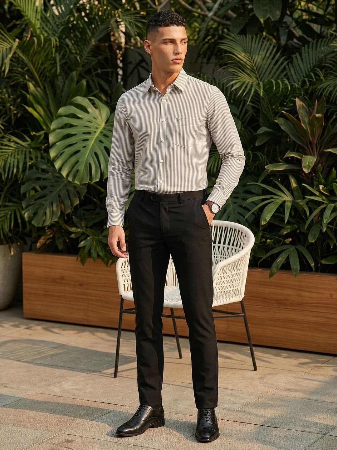 Van Heusen Slim Fit Striped Pure Cotton Casual Shirt - view 1