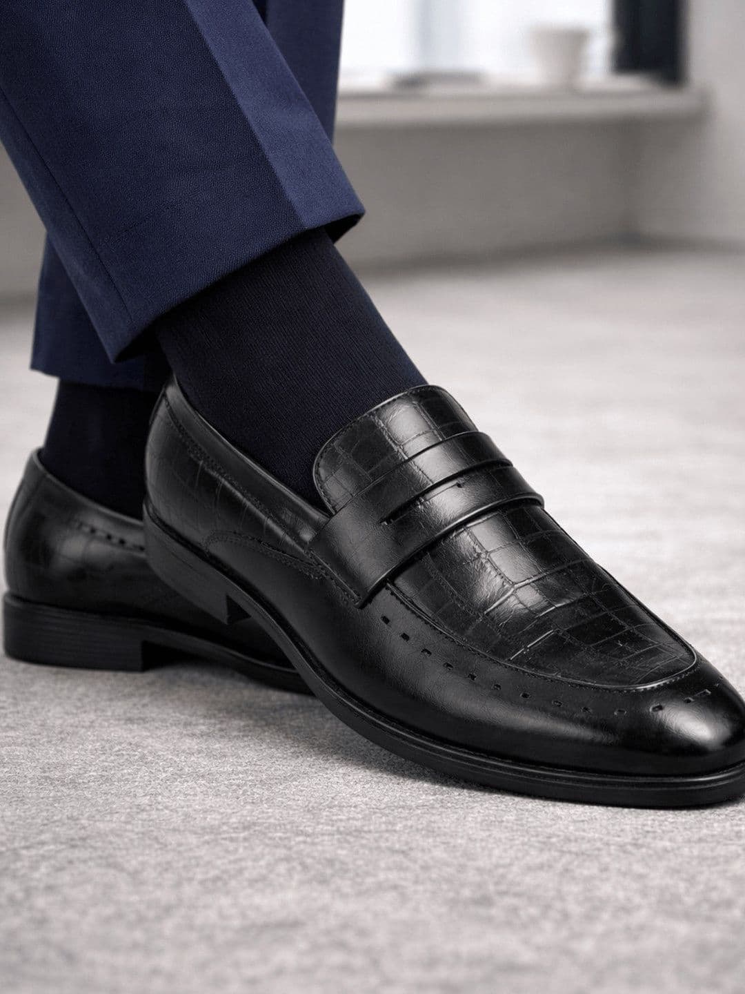 Ajanta Men Textured Leather Soft Cushioned Formal Loafer - view 1