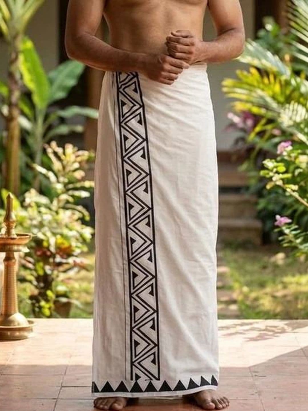 CRYSTAL HEAL Men Printed Cotton Blend Dhoti Dhotis - view 1