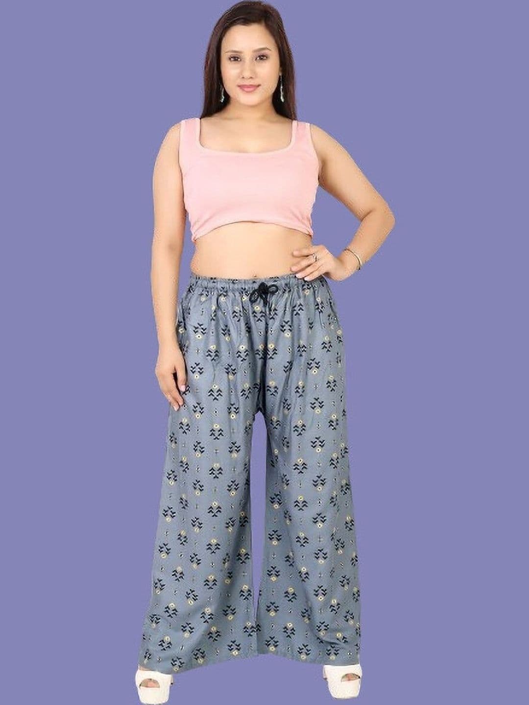 BINISH Women Ethnic Motifs Printed Chambray Ethnic Palazzos - view 1