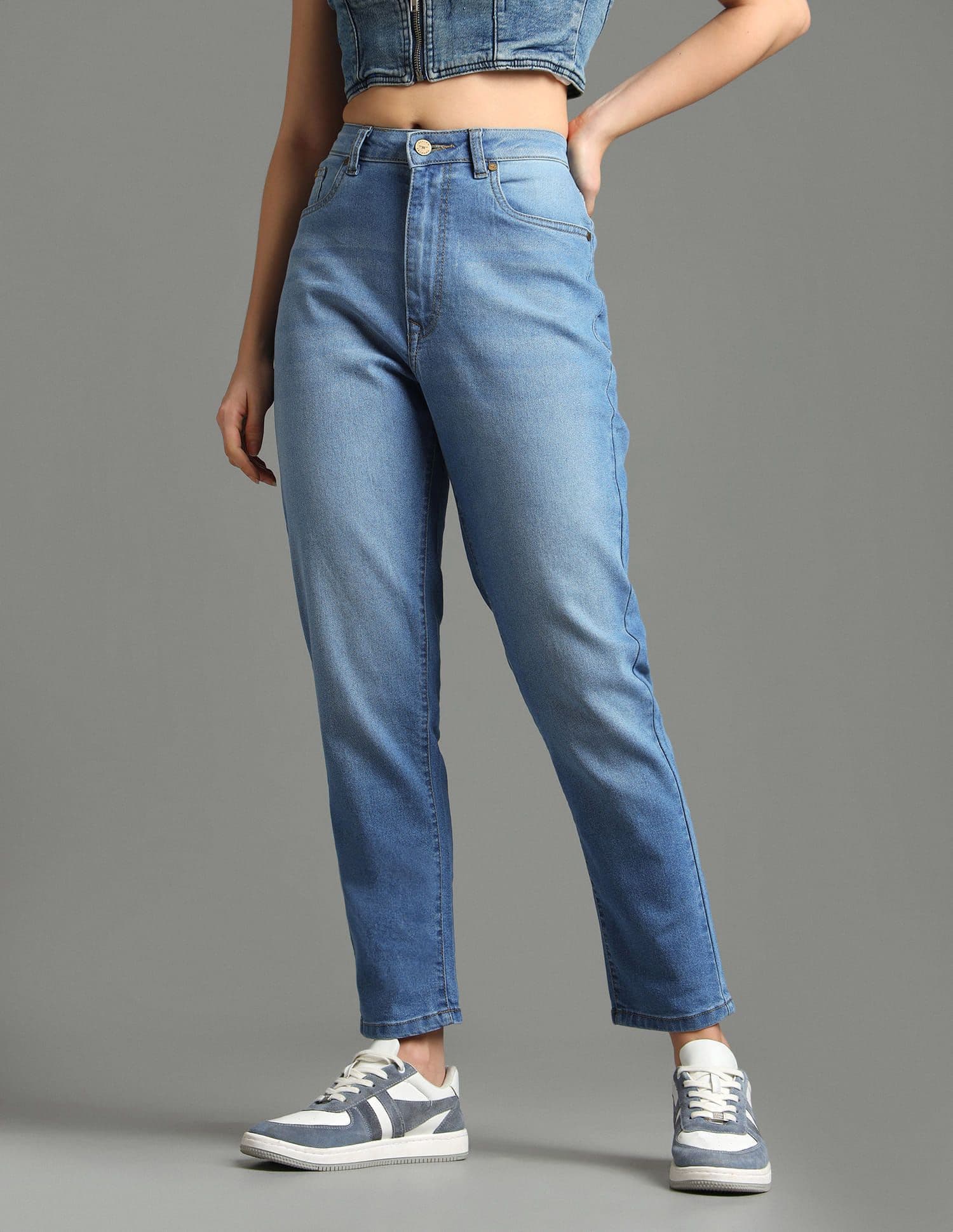 Flying Machine Women Relaxed Fit High-Rise Light Fade Stretchable Cropped Straight Fit Jeans - view 1