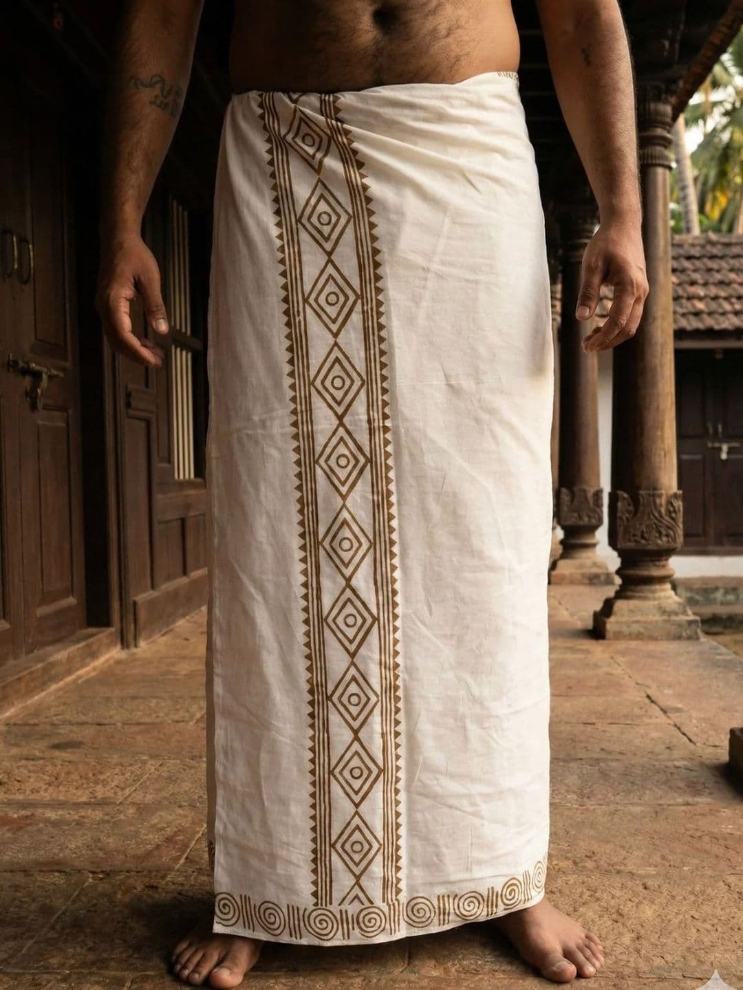 CRYSTAL HEAL Men Printed Cotton Blend Dhoti Dhotis - view 1